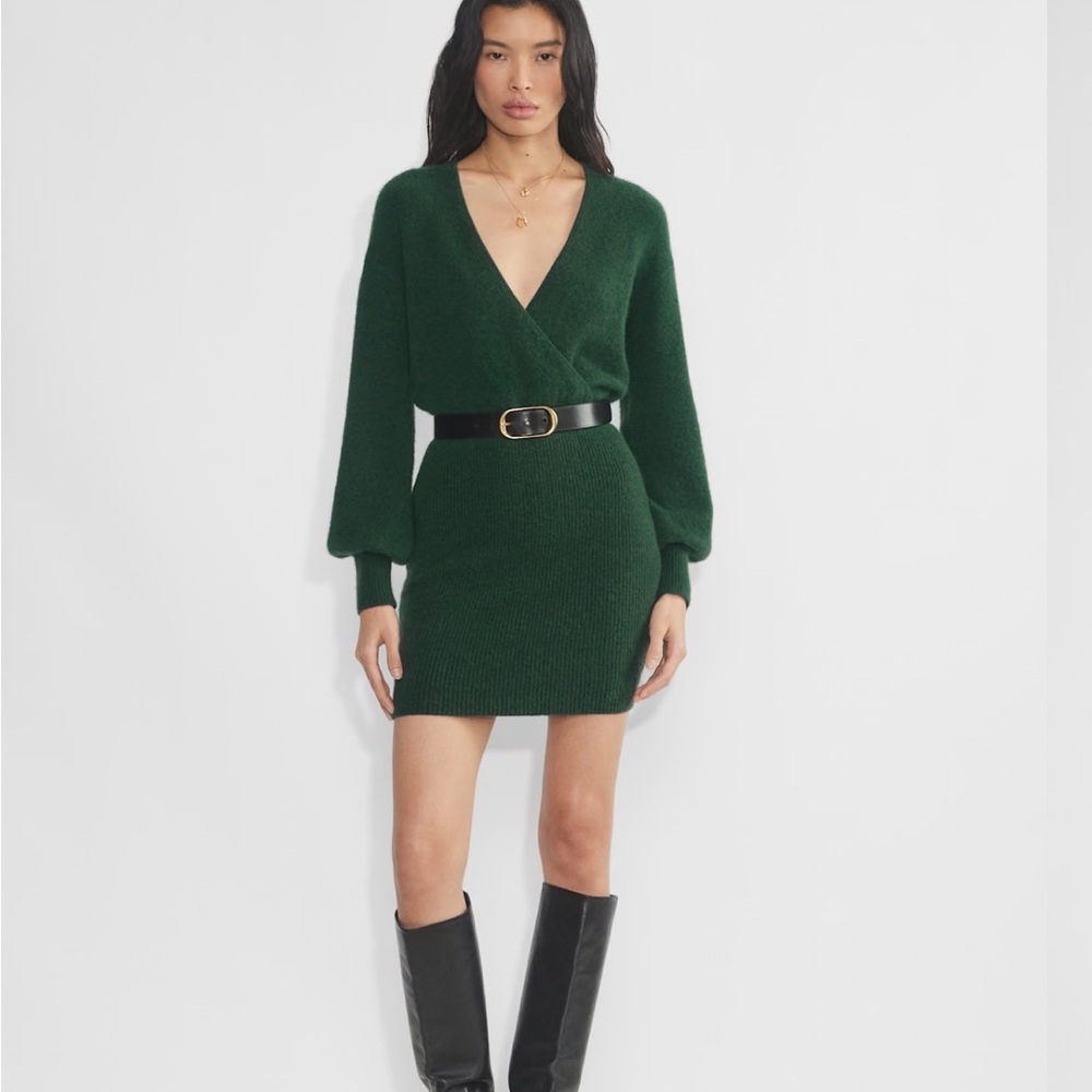 Chic Green Sweater Dress with Belt